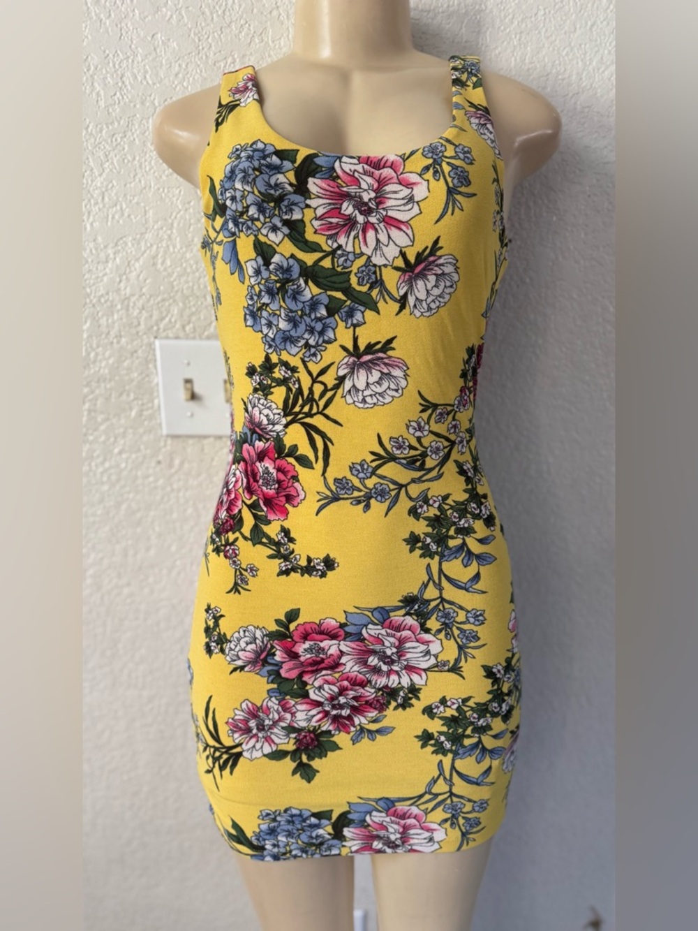 Fashion Nova Yellow Floral Midi Bodycon Dress summer beach boho floral y2k